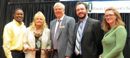 University of Illinois sustainability staff accepting the Illinois State Governor's Award
