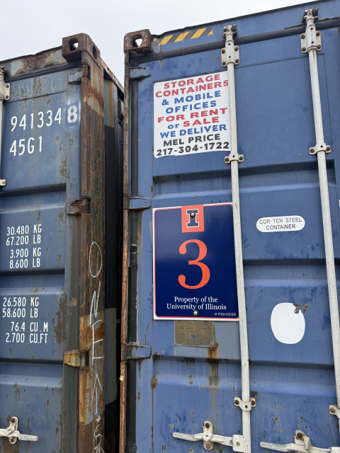 #3 Metal Shipping Container Sign on the Exterior of the Shipping Container