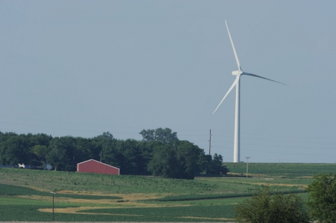 Picture of a Wind turbine at the RailSplitter Wind Farm