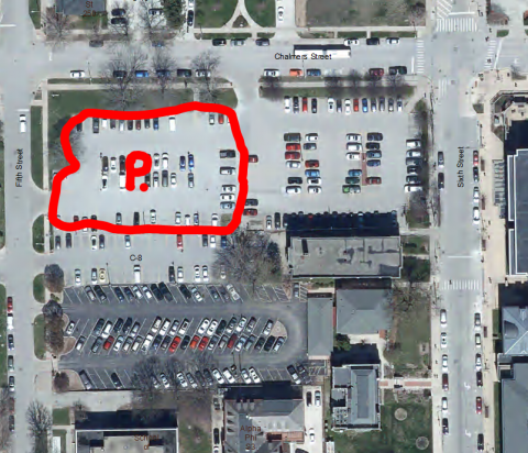 parking lot C 8 with porous section outlined in red